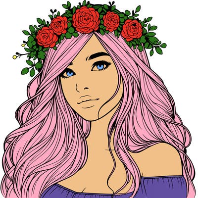 realistic girl with flower crown