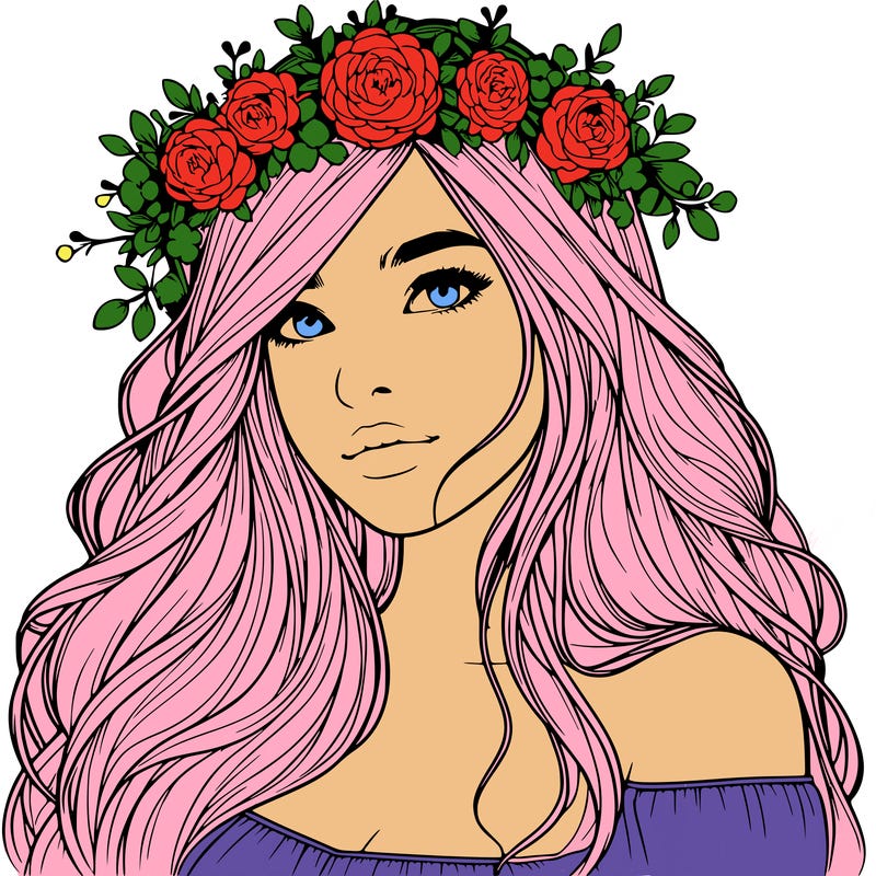 realistic girl with flower crown