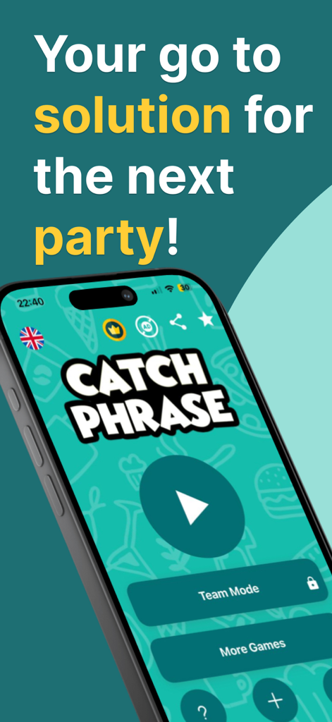 Main menu of the Hot Phrase party word game app displayed on an iPhone