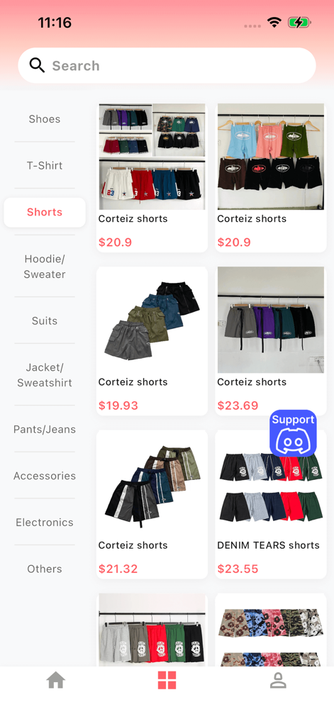 Mulebuy Sheets - Mulebuy Sheets app interface showing a list of trending streetwear shorts with prices and real product photos