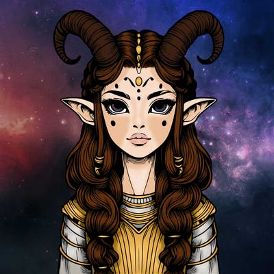 realistic alien girl with horns