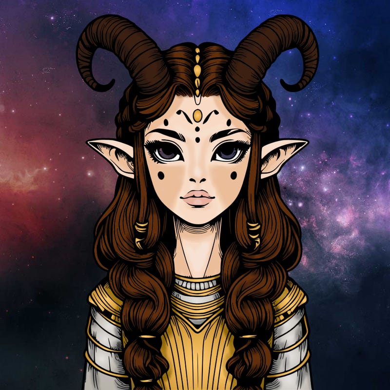 realistic alien girl with horns