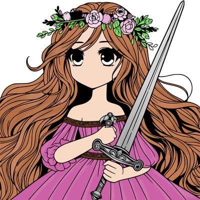beautiful girl woth sword
