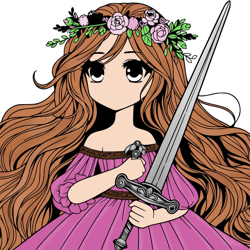 beautiful girl woth sword