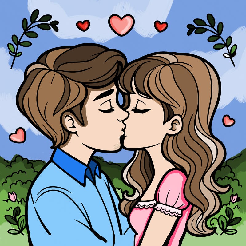 man and woman kissing