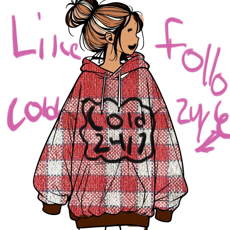 realistic girl with a oversized sweatshirt on and a bun