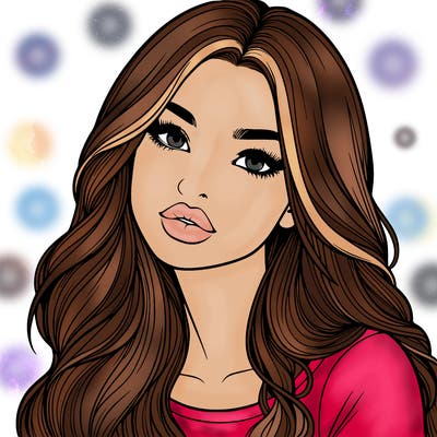 realistic girl with hair on her hair and lips