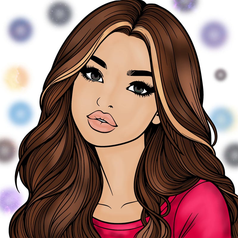 realistic girl with hair on her hair and lips