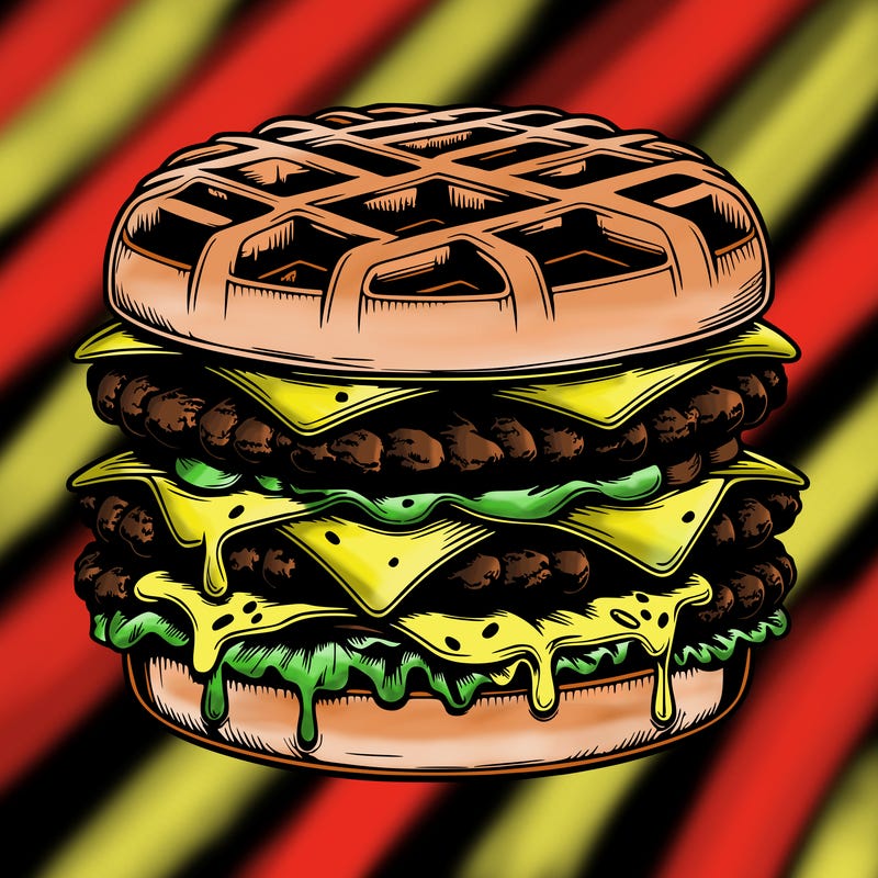 realistic waffle burger
