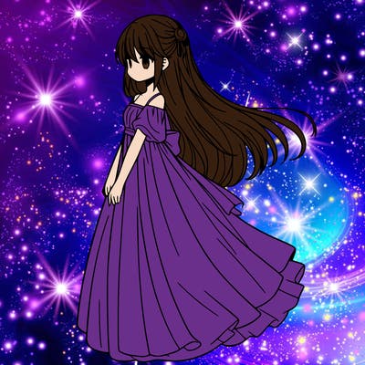 manga girl in long flowing dress