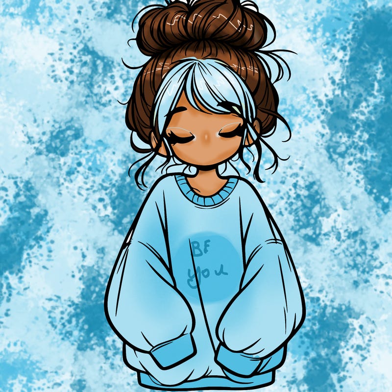 girl with baggy sweatshirt and messy bun