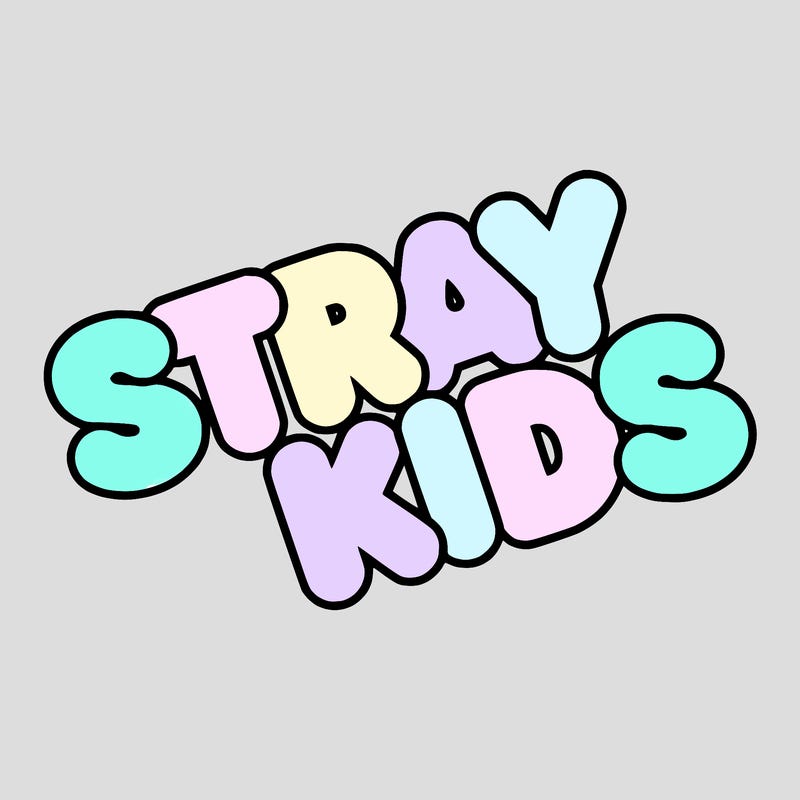 bubble letters saying stray kids