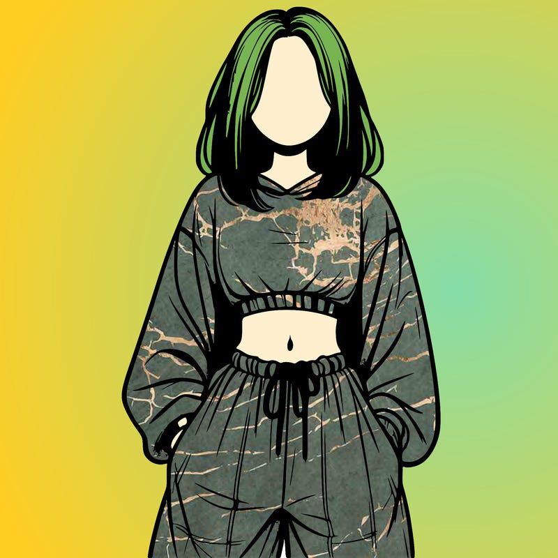 realistic girl faceless with baggy pants and a crop top