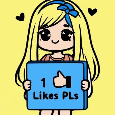 girl holding a sign saying 10 likes pls