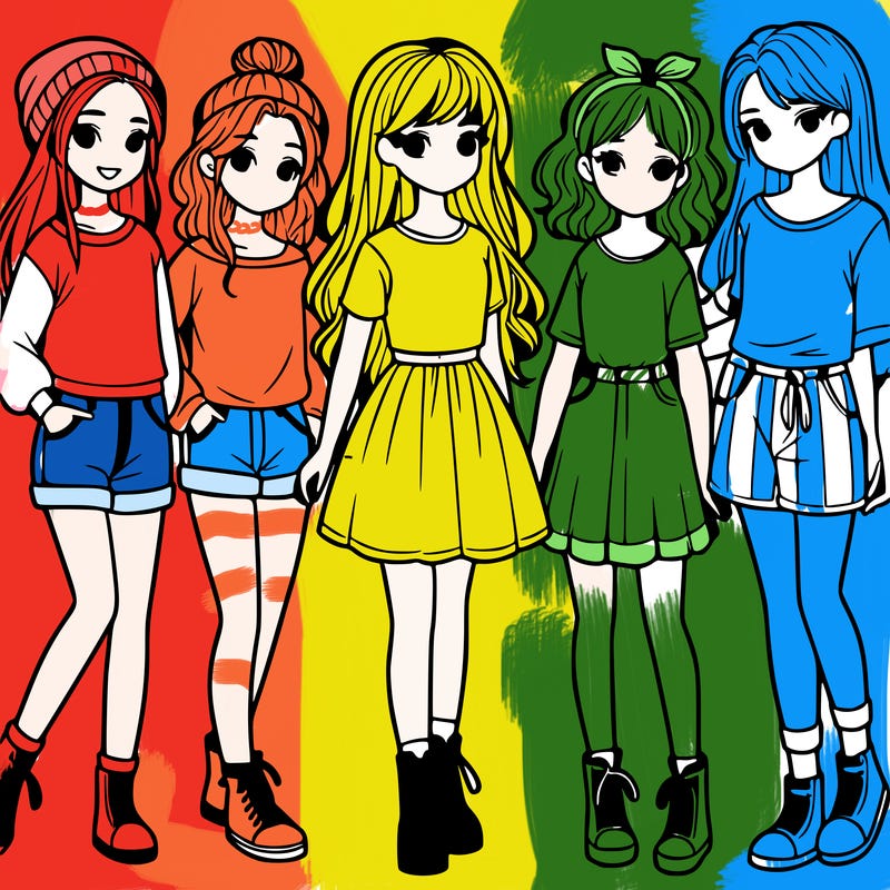 a group of five girls