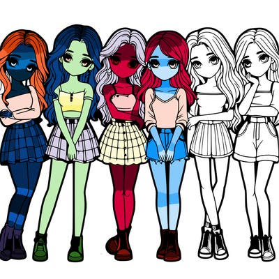 a group of girls realistic