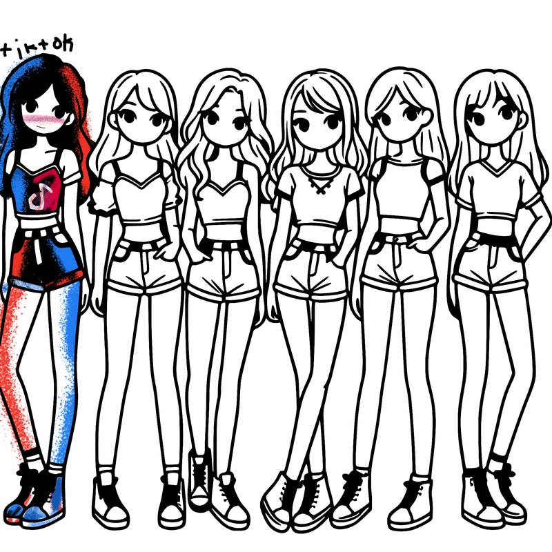 a group of girls wearing crop tops and shorts