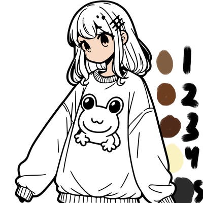 girl wearing frogging sweatshirt