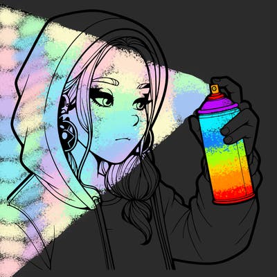 a realistic girl, spray painting