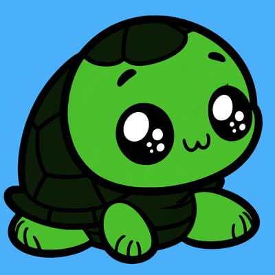 cute little animated turtle
