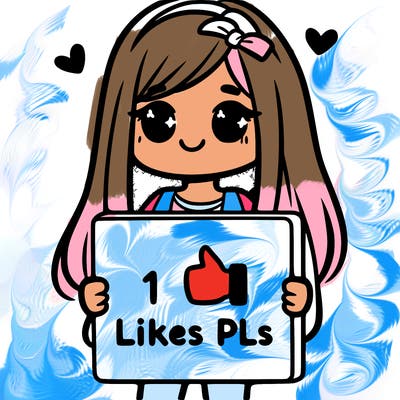 girl holding a sign saying 10 likes pls