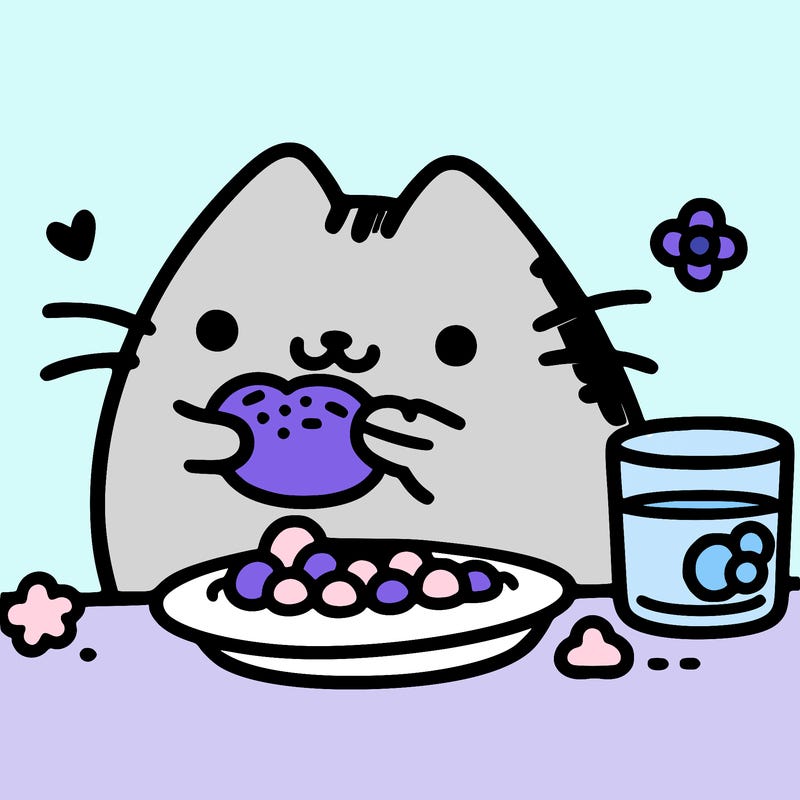 pusheen eating food