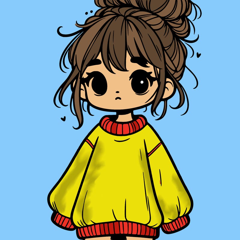 cute girl with baggy jumper and messy bun