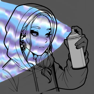 a realistic girl, spray painting