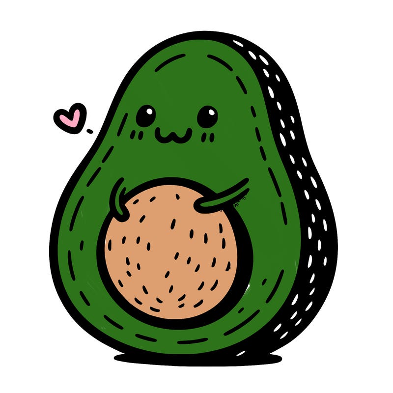 an avocado hugging an avocado