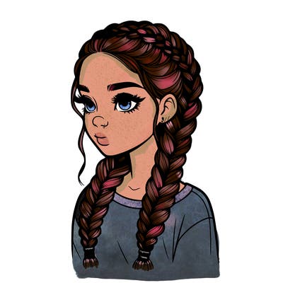 realistic girl with braids