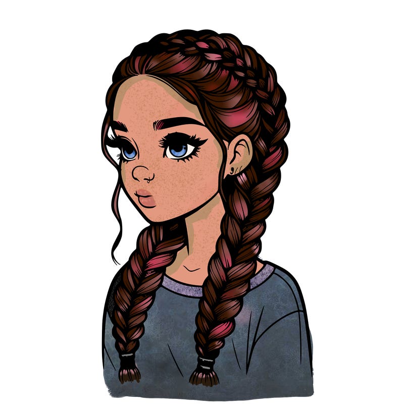 realistic girl with braids