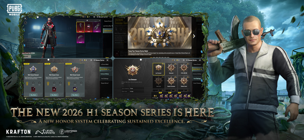 PUBG MOBILE - PUBG MOBILE Werbebildschirm für die Saison 2026 H1 Serie mit einem neuen Ehresystem und Charakter