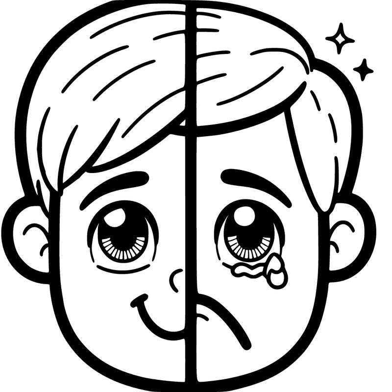 half happy half sad realistic split