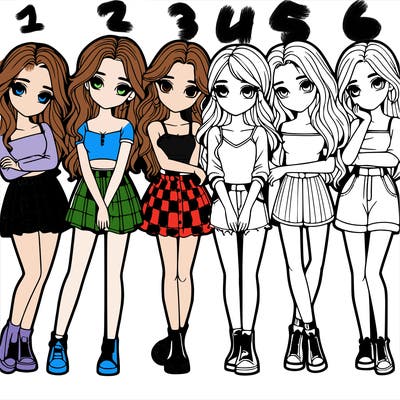 a group of girls realistic