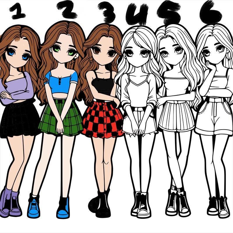 a group of girls realistic