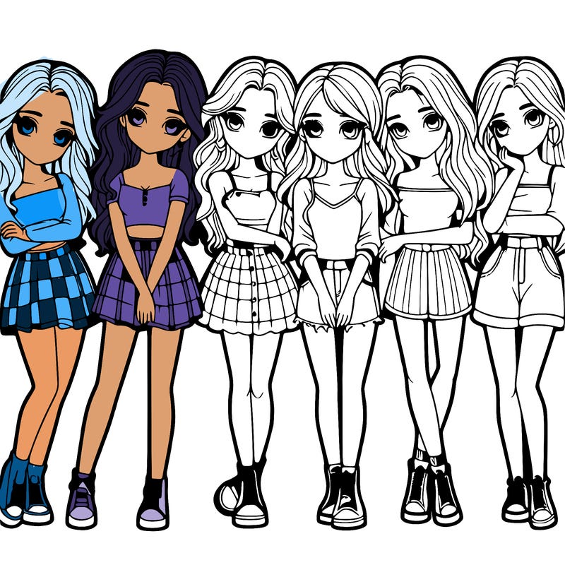 a group of girls realistic