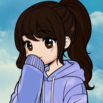 girl in ponytail with hoodie on