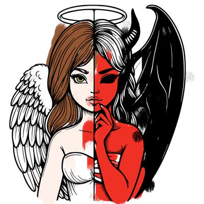 realistic angel half demon