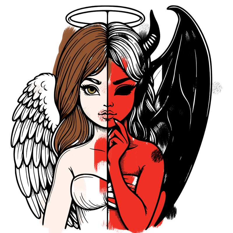 realistic angel half demon