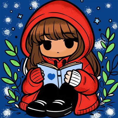 girl in oversized hoodie reading a book