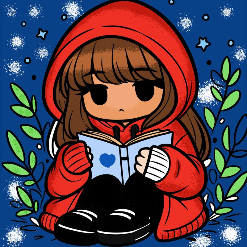 girl in oversized hoodie reading a book