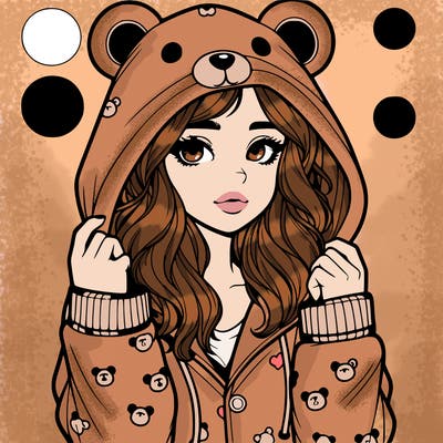realistic girl in a animal pjs hoodie