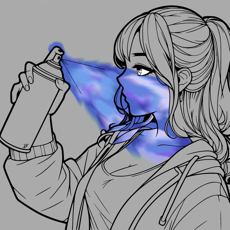 a realistic girl spray, painting