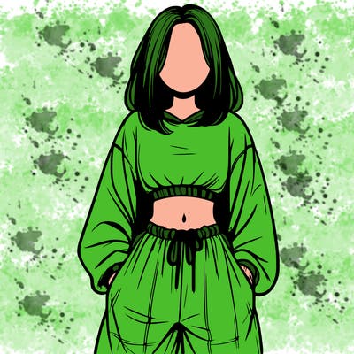 realistic girl faceless with baggy pants and a crop top