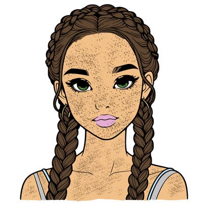 realistic girl with braids