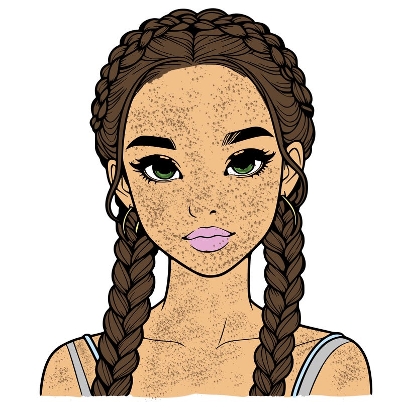 realistic girl with braids