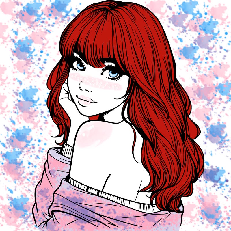 realistic girl with bangs looking over her shoulder