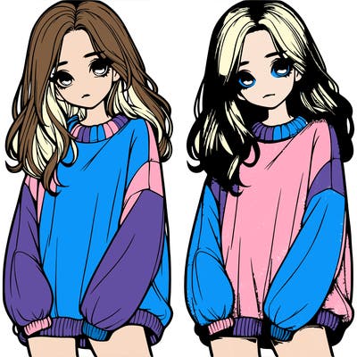 realistic girl with baggy sweater