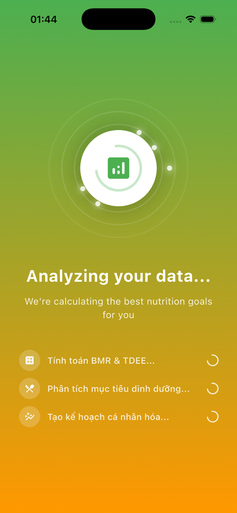 Calories Tracker - Nutrition - Calories Tracker app analyzing user data to calculate BMR TDEE and personalized nutrition goals