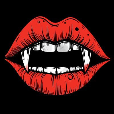 lips with vampire teeth